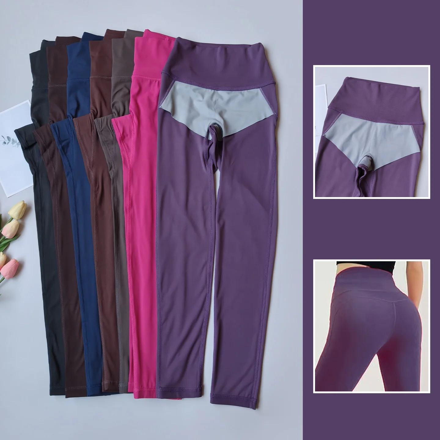 

Леггинсы телесного цвета для йоги, женские цельные брюки с высокой талией для фитнеса, неизнашиваемое нижнее белье с карманами на поясе, спортивные брюки для пилатеса, брюки для фитнеса