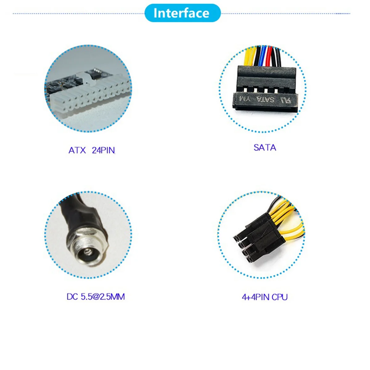 High Power 300W 12V DC5.5X2.5MM Input DC-ATX PSU Pico ATX Switch Mining PSU 24Pin MINI ITX DC ATX PC Power