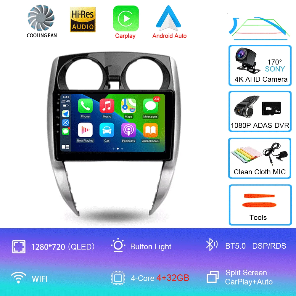 Nissan Note 2 E12 2012 - 2021 Carplay Auto 4G+WIFI GPS autoradio navigatie multimedia videospeler stereo BT Android 16
