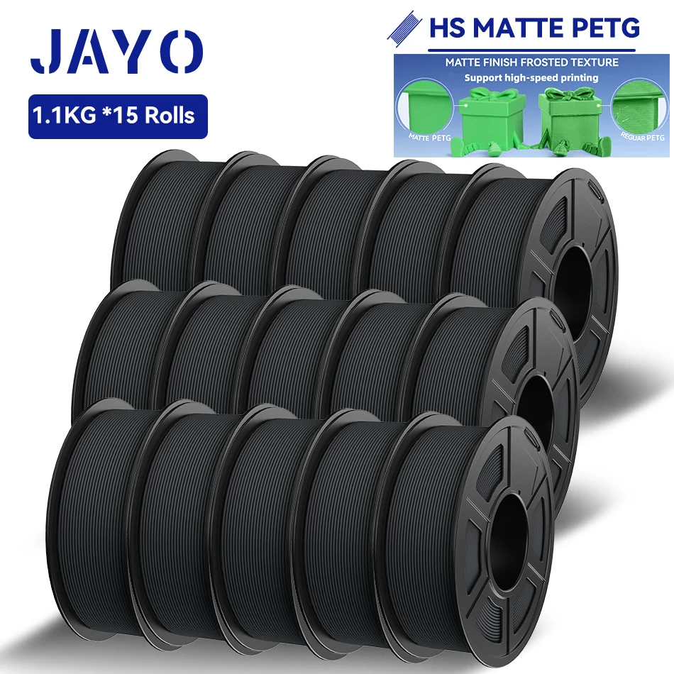JAYO 15 Rollen 3D PETG Filament Hochgeschwindigkeits-Matt-PETG 3D-Drucker-Filament Hochfließendes Schnelles Matt-Effekt PETG 3D-Druckmaterialien