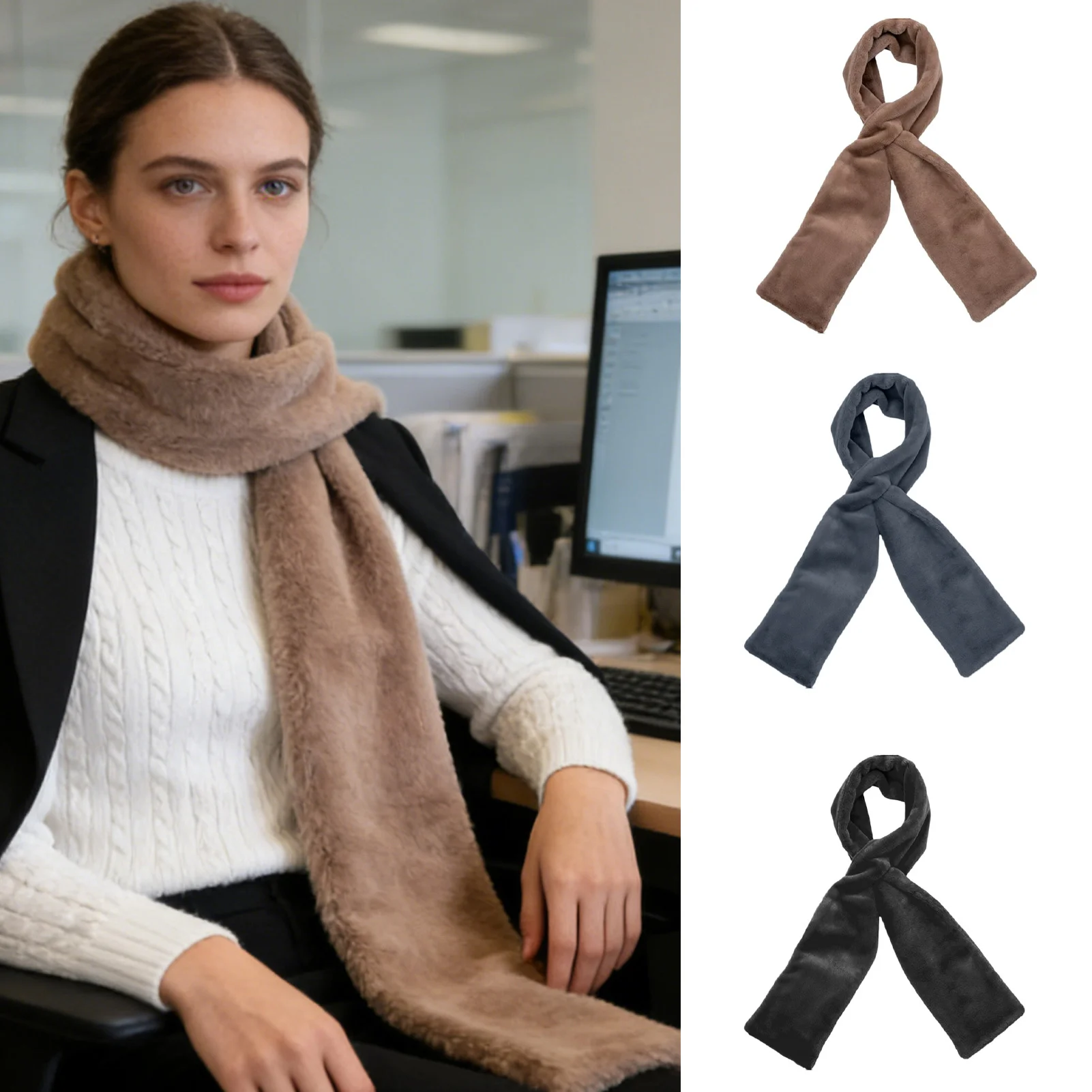 

Зимний женский шарф с невидимым карманом на молнии, зимний короткий шарф, прочный для холодной погоды, мамы, подруги, жены, свиданий