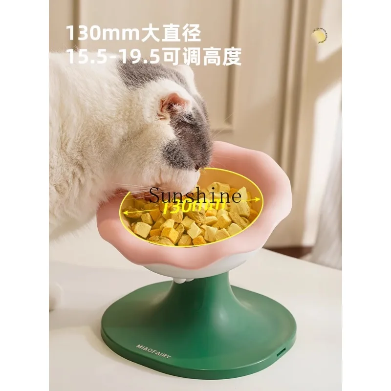 Adjustable height, lifting diameter, protection of cervical spine, anti-overturning slow food basin, water bowl, dog bowl