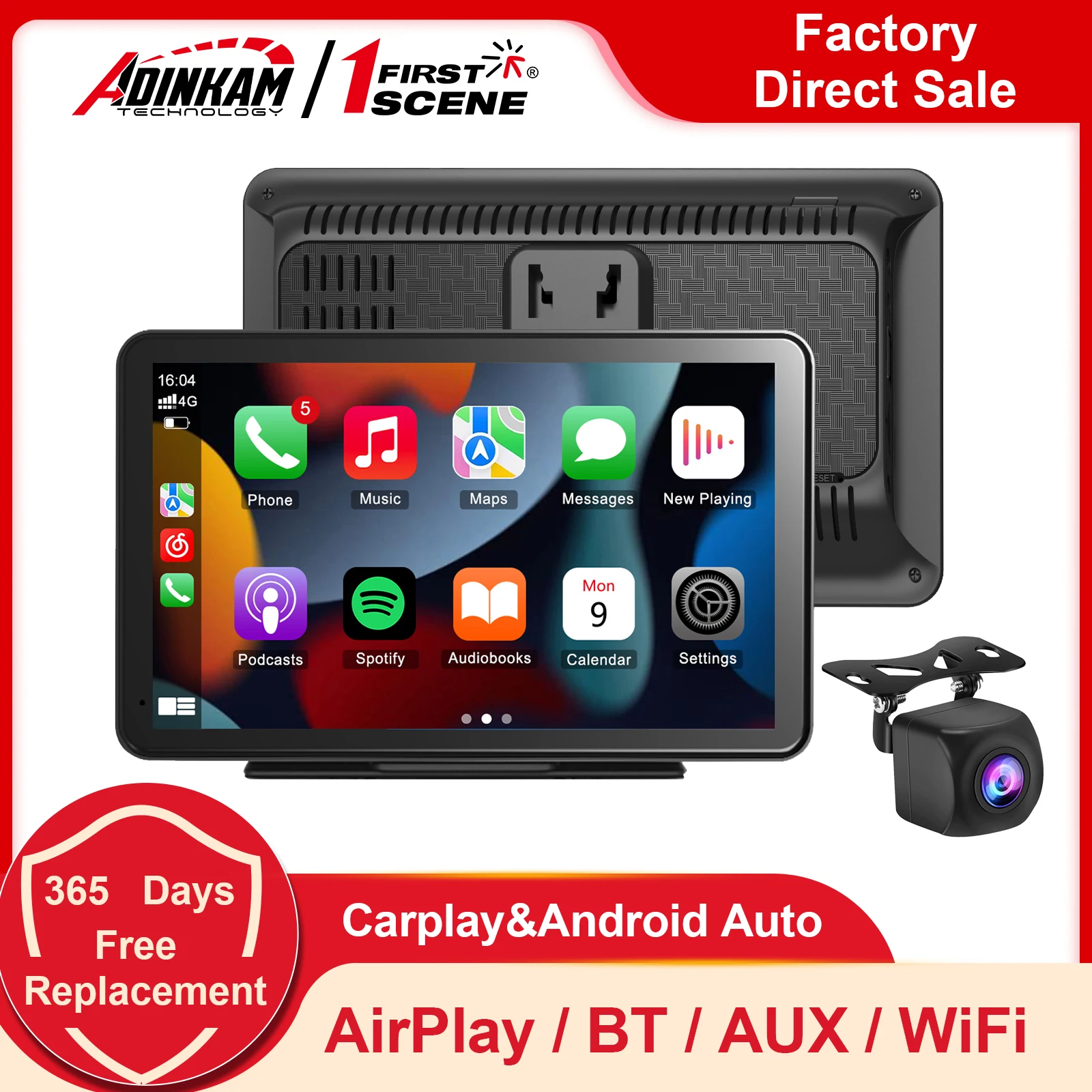 

Portable 7 Inch Smart Touch Screen Wireless Carplay Android Auto Airplay Multimedia MP4 Player Stereo Universal Car Screen