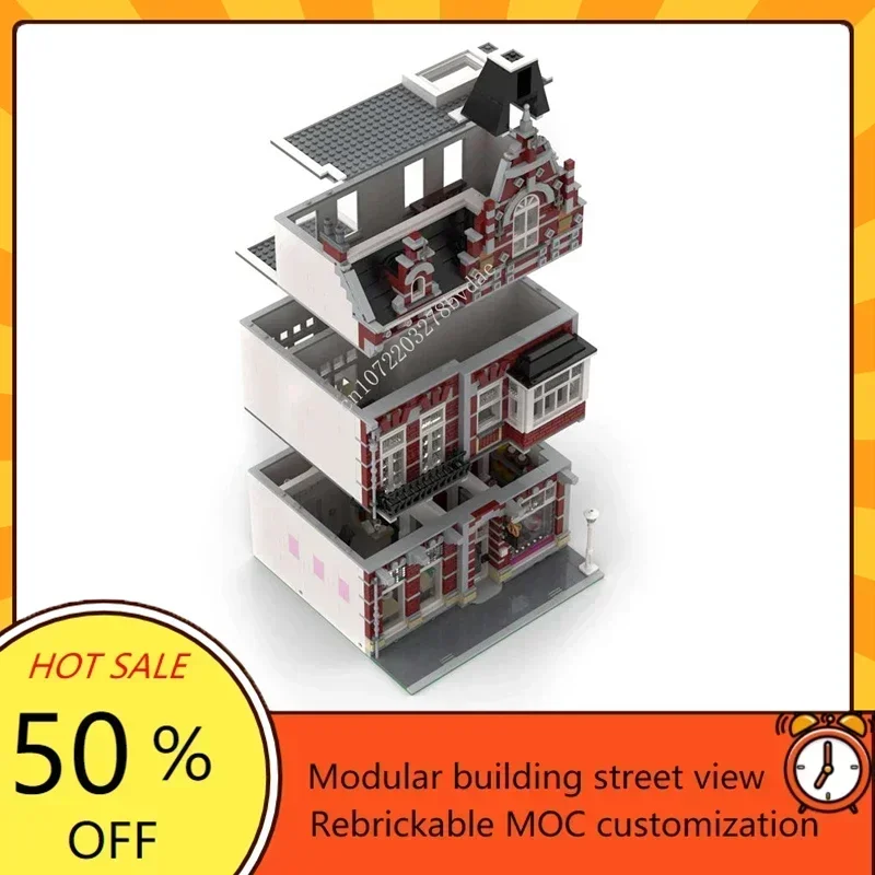 3419PCS Aangepaste MOC Gebakwinkel modulaire street view Model Custom Puzzel Kinderen verjaardag speelgoed kerstcadeaus
