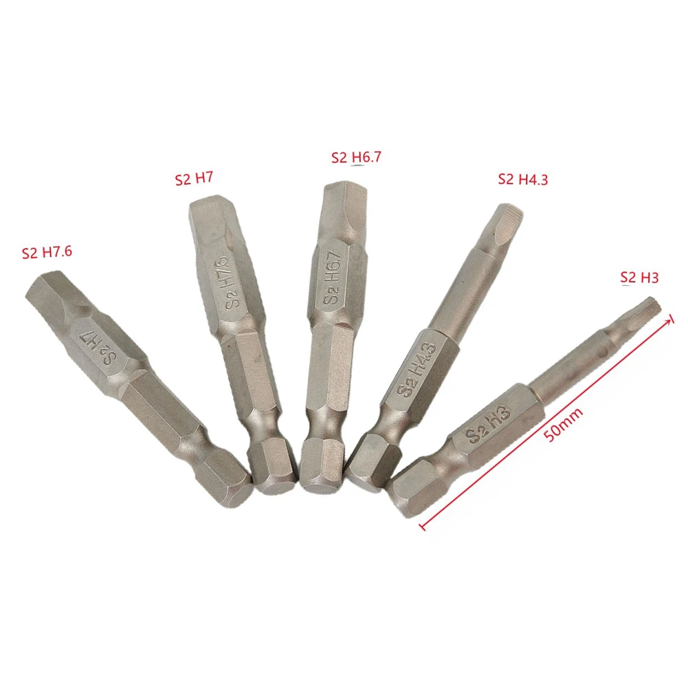 Drill Screwdriver Bits Tools 1/4 Inch 5pcs Gadgets Set W/Hole High Pentagonal Quality 50mm Accessories Equipement