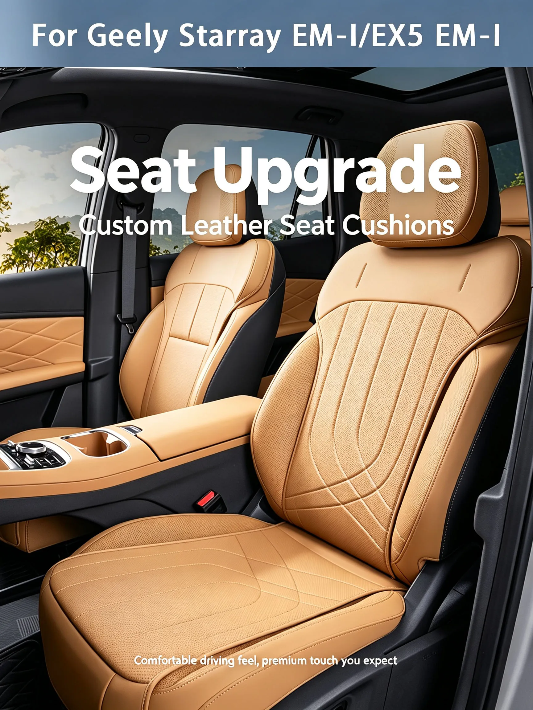 For Geely Starray EM-I/EX5 EM-I Four Season Universal Half Pack Seat Cushion, Ventilated and Breathable Seat Cover