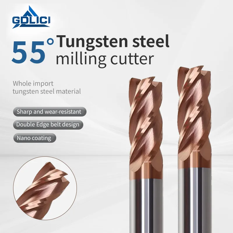 HRC55 End Mill Carbide 4Flutes Milling Cutter Tungsten Steel Endmills CNC Maching Cutting Tools 1 2 3 4 5 6 8 10 12 14 16mm