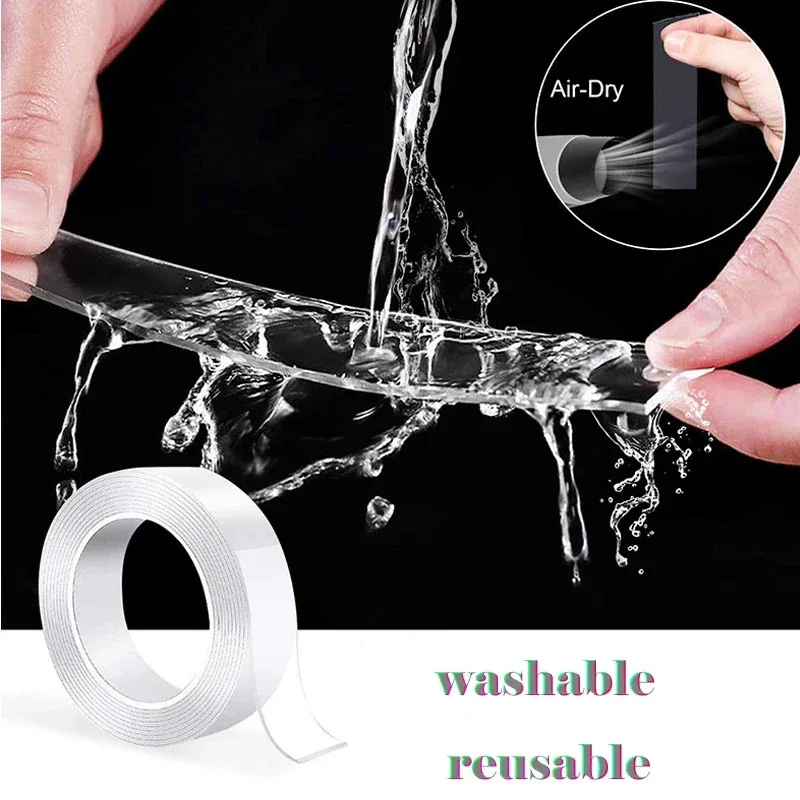 1-5m Ultra-strong Double-sided Adhesive Nano Tape Clear Removable Waterproof Extra Strong Sticky Strip Heavy-duty Two Side Tape