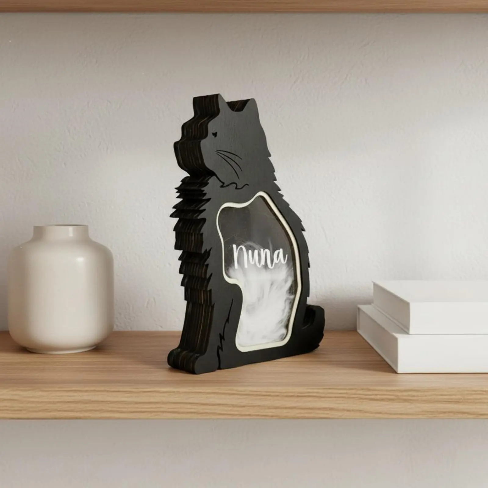 Boîte à souvenirs pour poils d'animaux, pièce décorative artistique, support commémoratif pour poils de chat, boîte de présentation pour poils d'animaux, respectueuse de l'environnement
