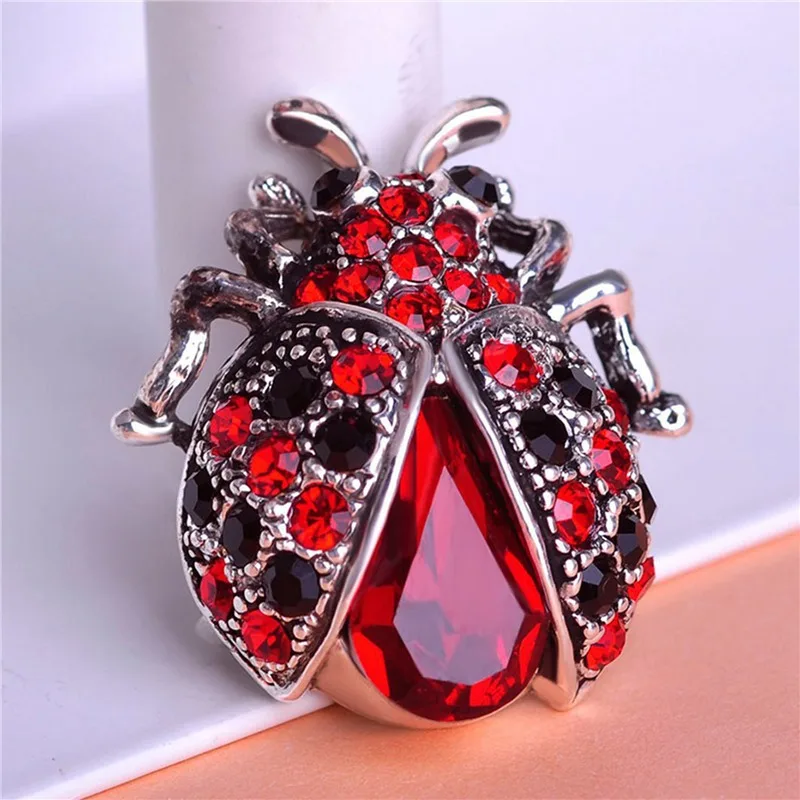 Fashion Handmade Rhinestone Ladybug Brooches For Women Fashion Animal Insect Beatles Brooch Pins Casual Jewelry High-Quality