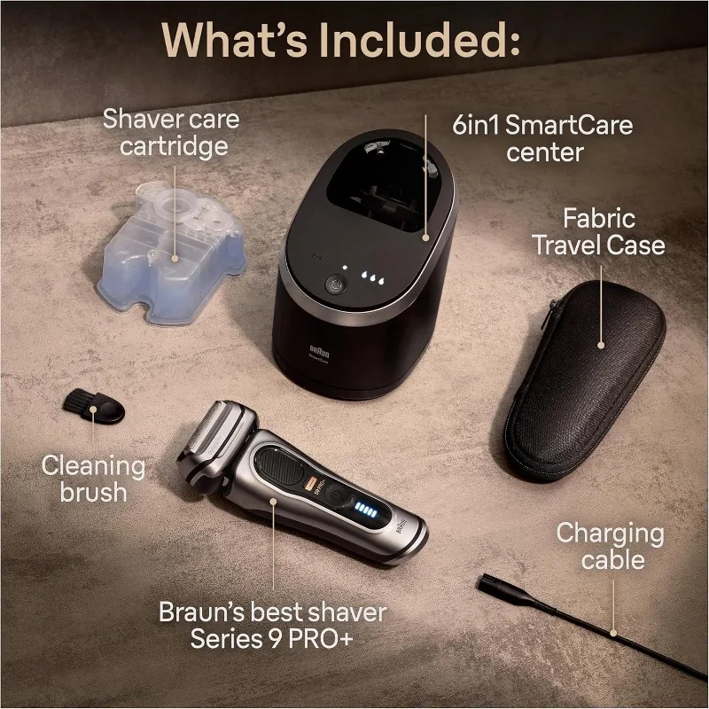 Braun Series 9 PRO+ Electric Razor for Men, 5 Pro Shave Elements & Long Hair Trimmer, 6in1 SmartCare Center, Wet & Dry, 9567cc