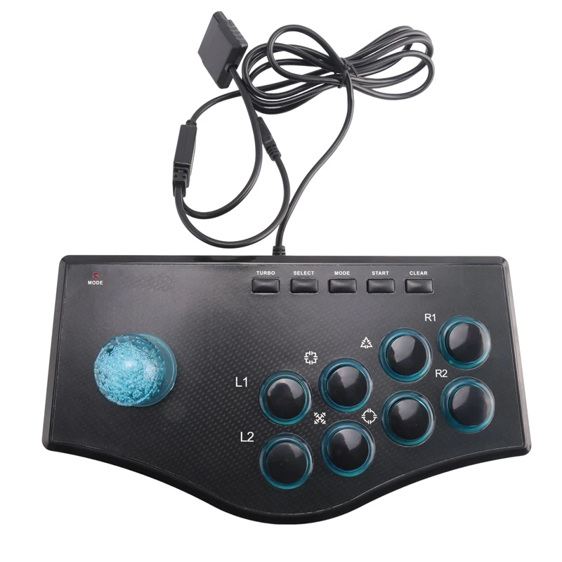 Manette de Jeu d'Arcade Rétro USB Joystick pour PS2/PS3/PC/Android Smart TV, Vibrateur Intégré, Lecture de Direction