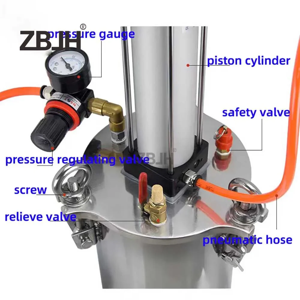 2L Stainless steel cylinder piston pressure tank filling / butter / silicone / vinyl pressure bucket