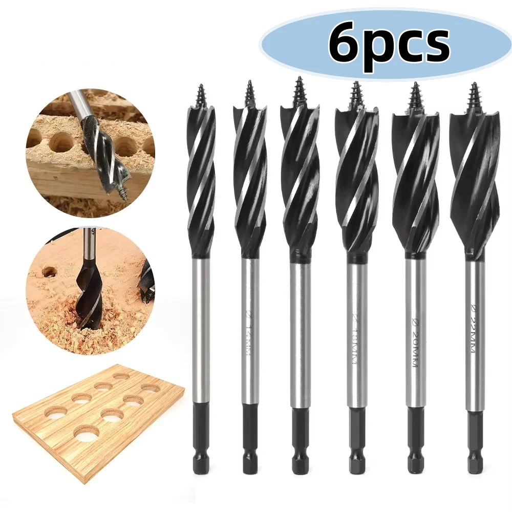 

Twist Drill Bit Set Wood Fast Cut Auger Carpenter Joiner Tool Four-blade Hole Drill Bit For Wood Cut Suit for woodworking