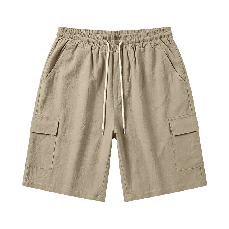 Amerikanische Multi-Pocket-Overalls für Herren, Outdoor-Sport und Freizeit, lockere, einfarbige Leinen-Overalls, Fünf-Punkt-Shorts – Detail 24