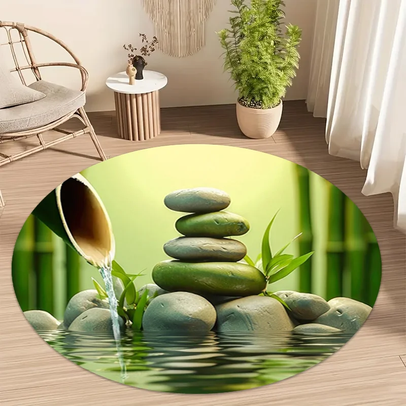 Wellness Spa With Hotel - Alfombra Redonda Zen de Bambú y
