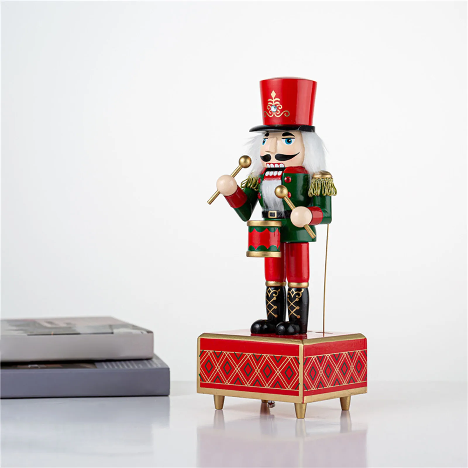 32cm Nutcracker Music Box Wooden King Soldier Nutcrackers Wind up Music Box for Home Christmas Decoration New Year Gifts