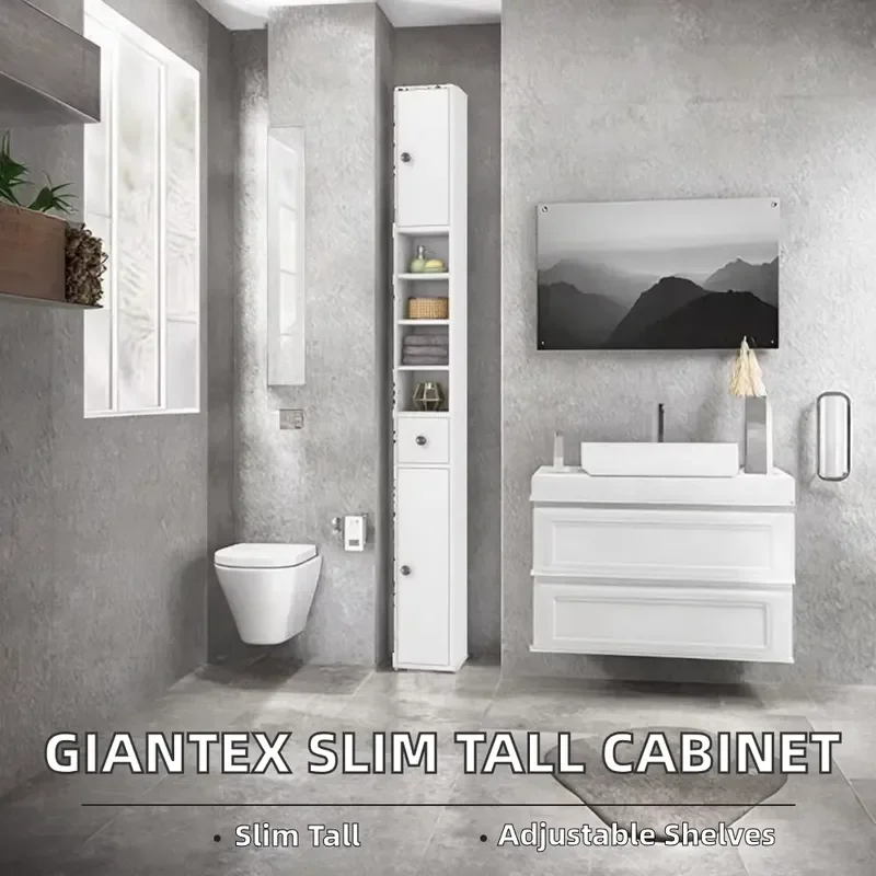 Narrow Bathroom Side Cabinet Waterproof Free Standing Storage Locker Space Saving Slim Design For Corner Gap Organization