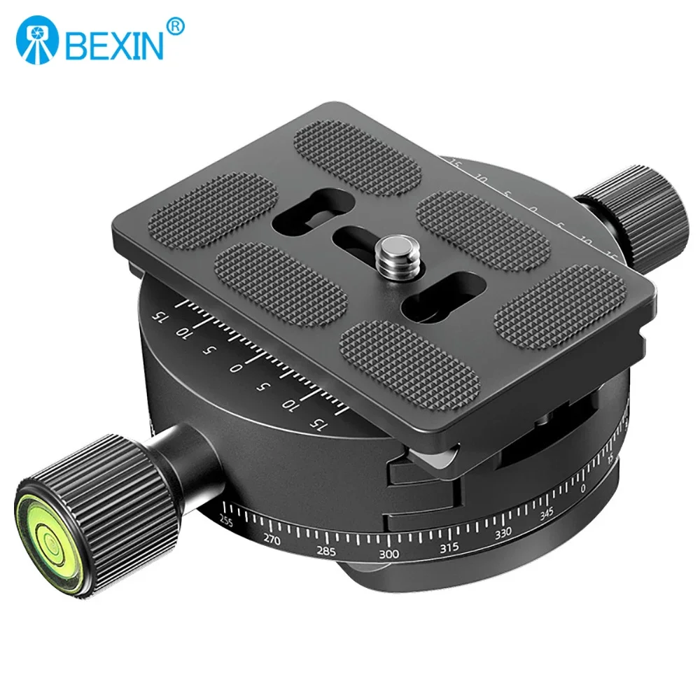 BEXIN QJ-08 360° Panoramic Rotating Quick Release Plate Clamp Tripod Head Universal DSLR Camera Photography Quick Release Base