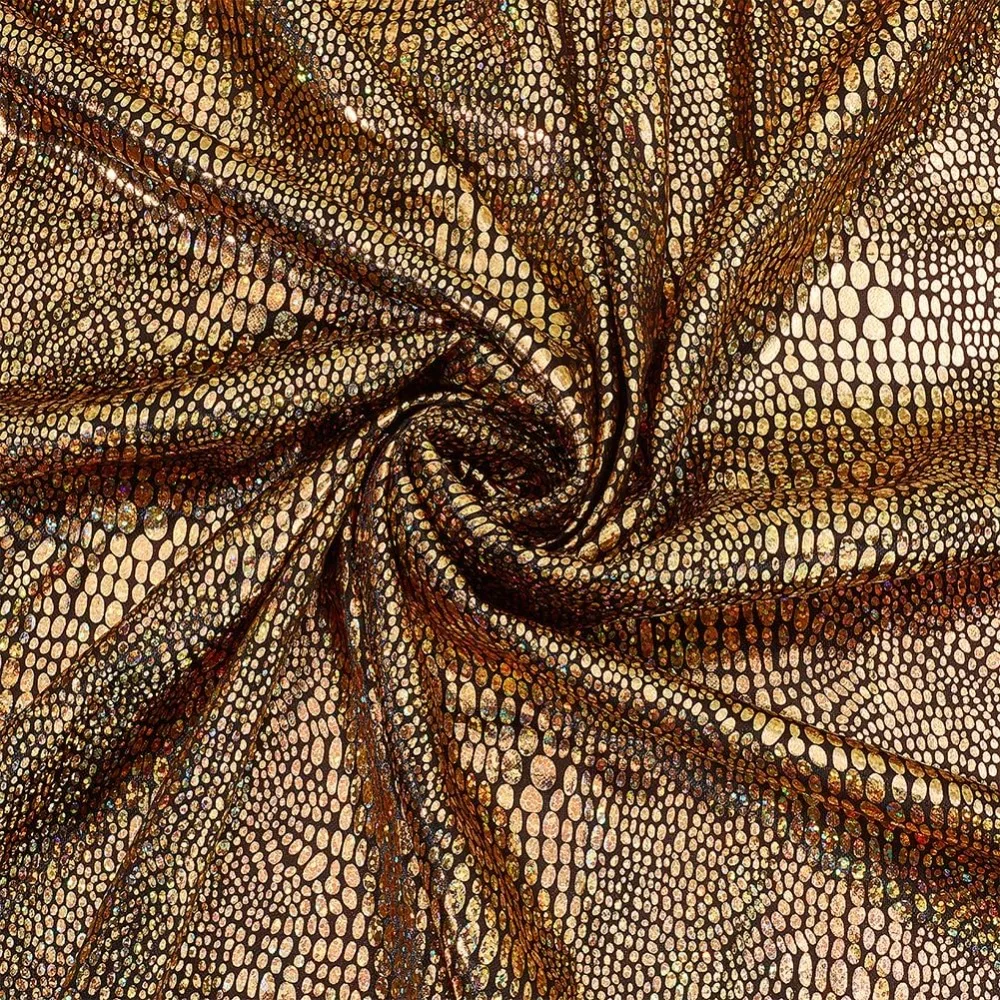 1 Yard Gold Schlangenhaut Textur Kunstleder Stoff 62,2 Zoll Breite Vergoldung Polyester Stoff Glänzender Schlangenhaut Stoff zum Nähen