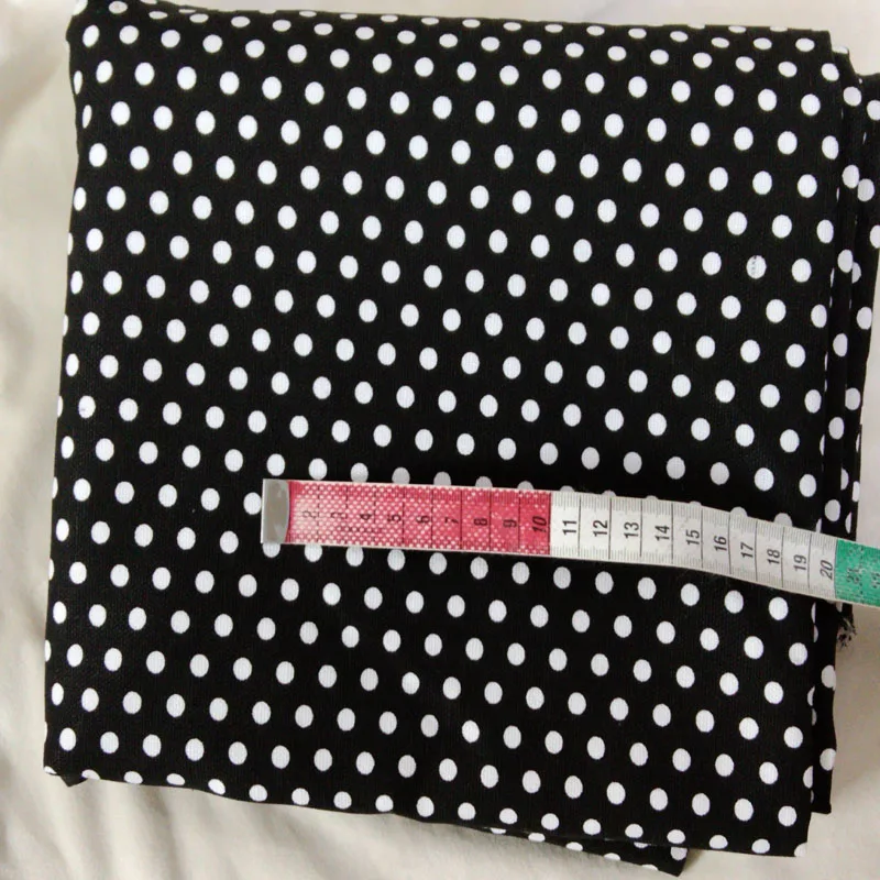 50x140cm Thick & Tough Black White Polka Dot Printed Canvas Cotton Fabric Bag Fabric Patchwork DIY Sewing tablecloth curtain