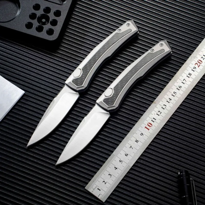 

0556 Pocket Knife 9CR13MOV Blade Single Action Aluminum+Carbon Fiber Handle Tactical Hunting Camping EDC Survival Tool Knives