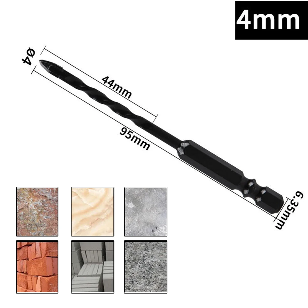 Drill Bit 3/4/5/6/8/10/12mm Tungsten Steel Alloy For Concrete Tile Glass Wood Hole Saw Four-edged Drill Bit Hand Drilll
