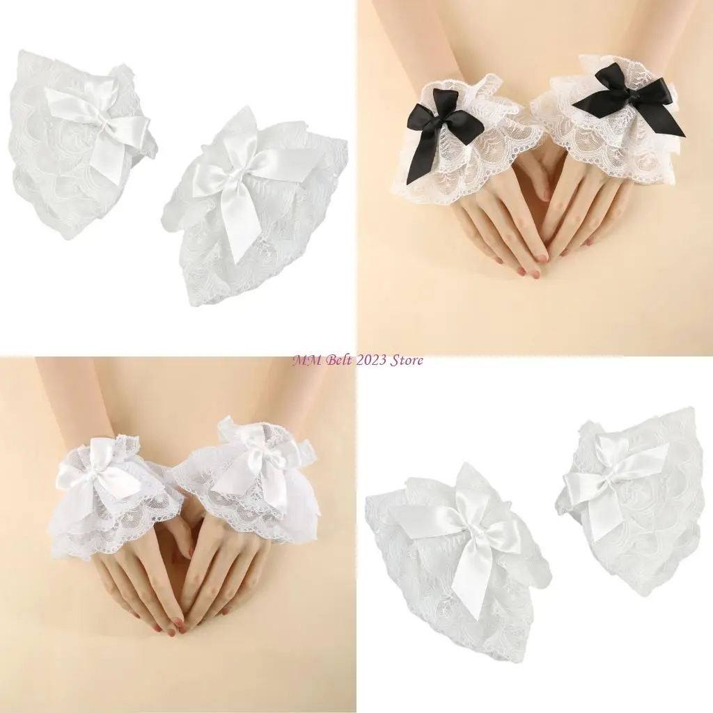 49ME Trendy Lacy Wrist Cuffs For Nails Photography Lace Design Breathable Fabric