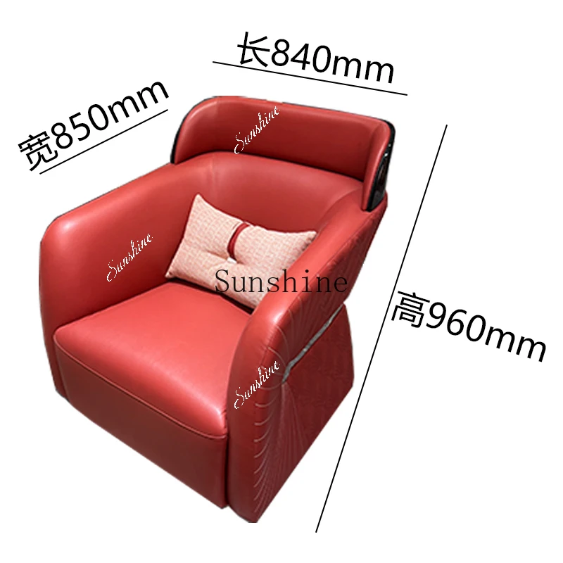 High-end Italian light luxury leather sofa high backrest large apartment living room villa modern large flat floor high sens T