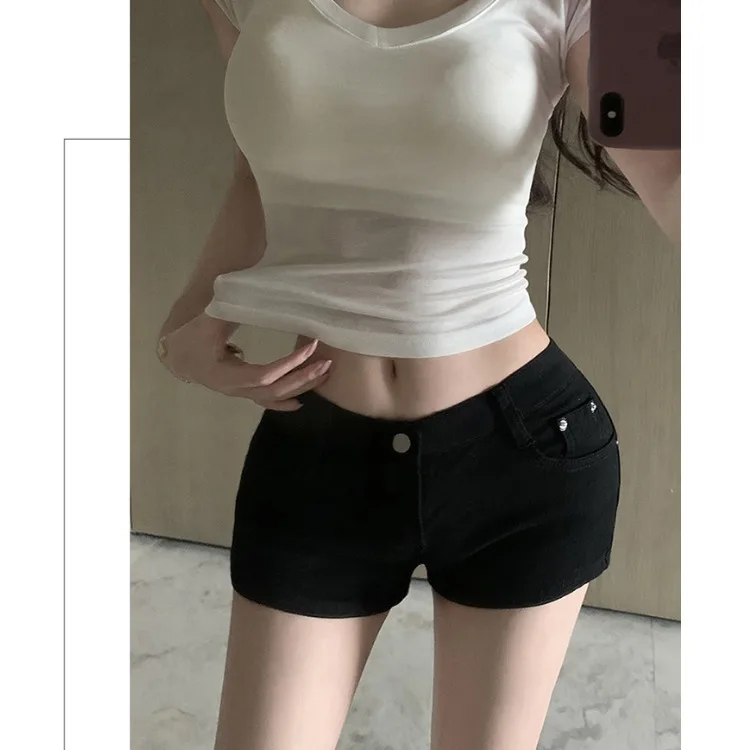 Niedrige Taille Baumwolle Stretch Denim Orts Damen Sommer Cool Butt Enhancing Pure Color Jeans Ors atmungsaktiv bequeme Passform