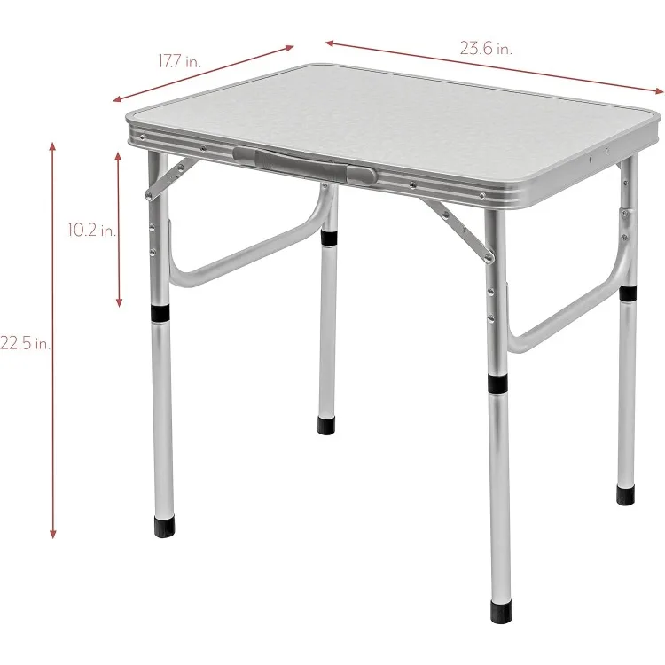 Tavolo da campeggio pieghevole portatile in alluminio con innovazioni del marchio handhandle-By, bianco