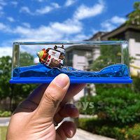 One Piece 3d Ship Fluid Drift Bottle Thousand Sunny Ship Going Merry Boat One Piece Floating Boat Ornament Decompression Gift