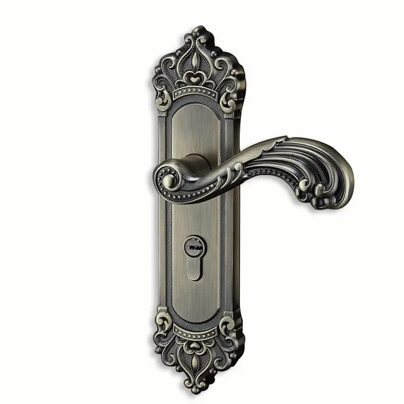 European-style green bronze interior door lock aluminum alloy solid wood handle room handles for  doors