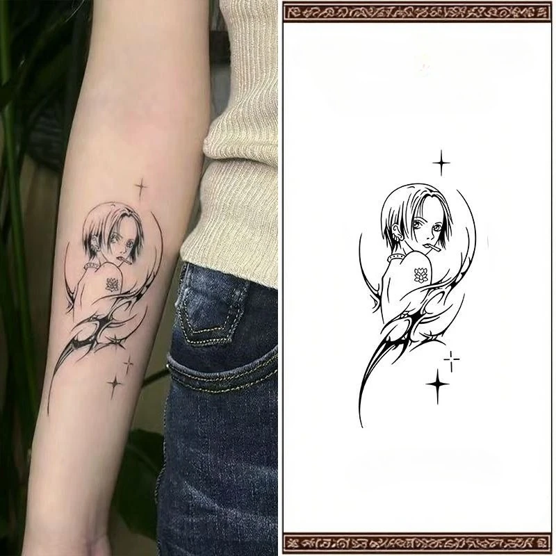

Anime Oosaki Nana Herbal Juice Temporary Tattoos Arm Waist Body Art Black Waterproof Fake Tattoo Sticker Last for 15 Days Tatoo