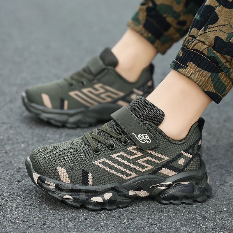 

Children Sneaker Boys Casual Shoes Camouflage Student Walking Shoes Non-slip Girl Lightweight Outdoor Sports Tennis Footwear