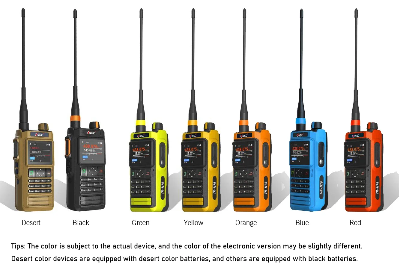 VR-N76 Walkie Talkie VHF/UHF 136-174/400-470 With GPS Positioning IP67 Waterproof Bluetooth APRS Function Ham Two Way Radio