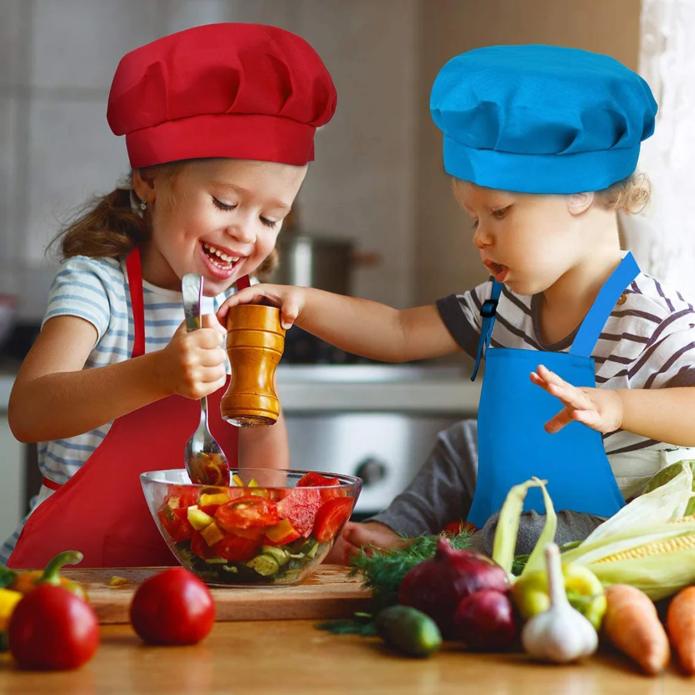 

2Set Childrens Painting Smock Waterproof Breathable Easy Wash Chef Hat Included Suitable 8-13 Years Old Yellow Sky Blue