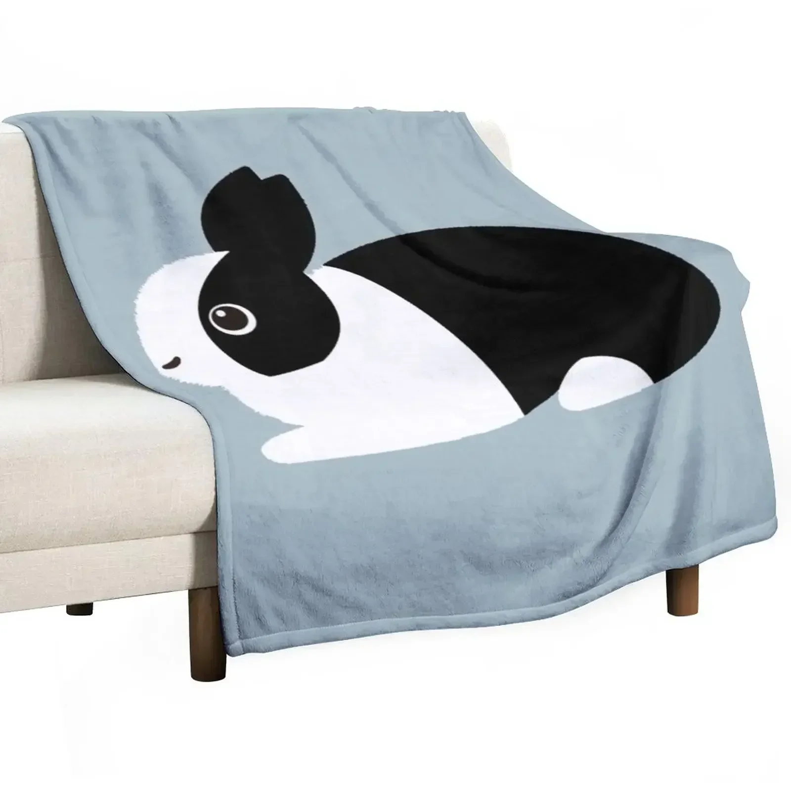 

cute black and white dutch rabbit Throw Blanket Compact Warm Blanket for Car Road Trip