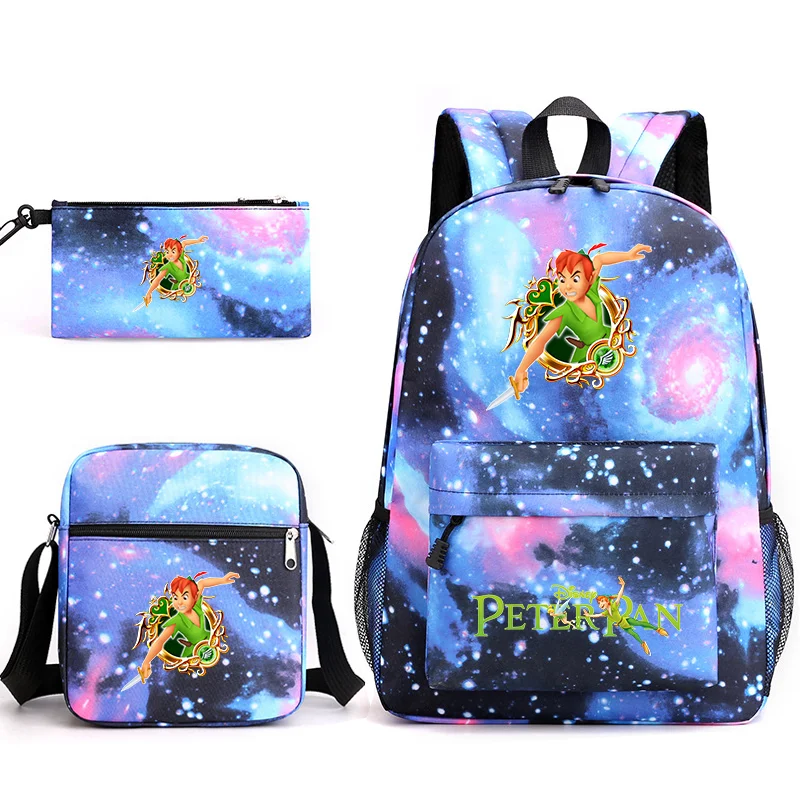 3 pçs disney peter pan adolescente estudantes mochilas escolares caso de lápis sacos de ombro meninos meninas sacos de escola conjuntos
