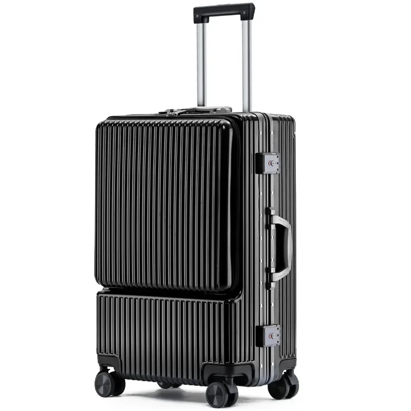 New Trolley Suitcase Computer Boarding travel luggage front open men's women's side open pull rod case 20" Aluminum frame 24"