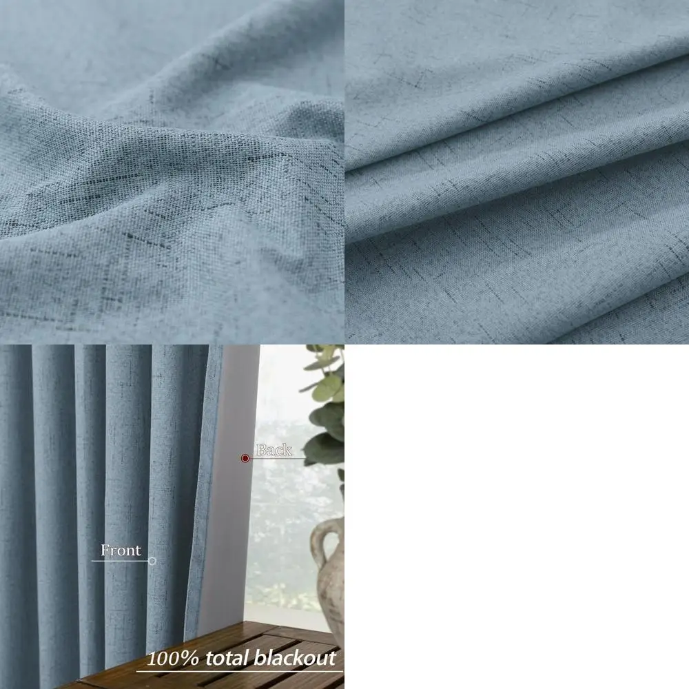 

Плиссированные плотные шторы Dusty Blue Linen, длина 108, комплект из 2 панелей для гостиной