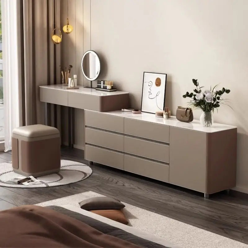 

Saddle leather master bedroom dresser atmosphere bedroom chest integrated retractable cabinet storage