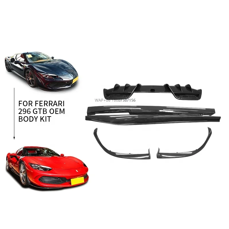

New Arrival Dry Carbon Fiber OEM Style Car Body Kit for 296 296GTB Front Wrap Angle Side Skirt Rear Lip BodyKit