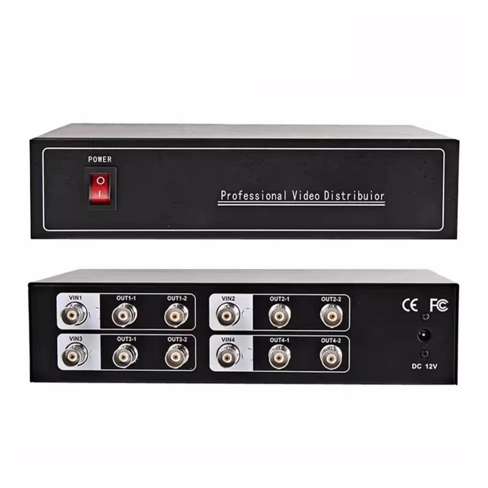 4 to8CH Professional Video Distributor/Splitter,4CH In,8CH AHD/CVI/TVI Camera BNC Output,Support DC12v In,Max UpTo 600M Distance