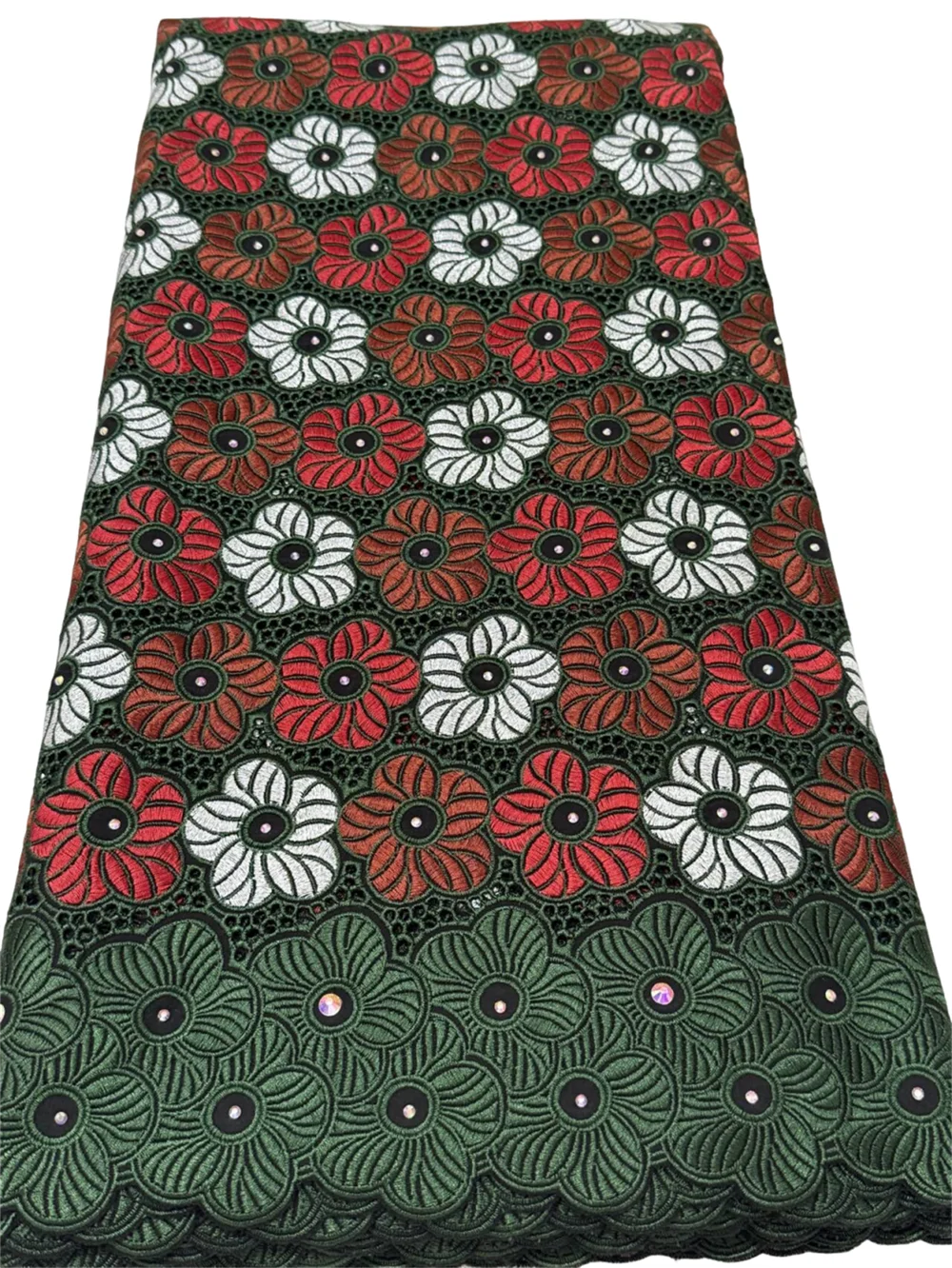 Swiss 100% Cotton Luxury Lace High Quality Fabrics 2024 Latest African Cotton Lace With Stones For Sewing Evening Party Dress WF