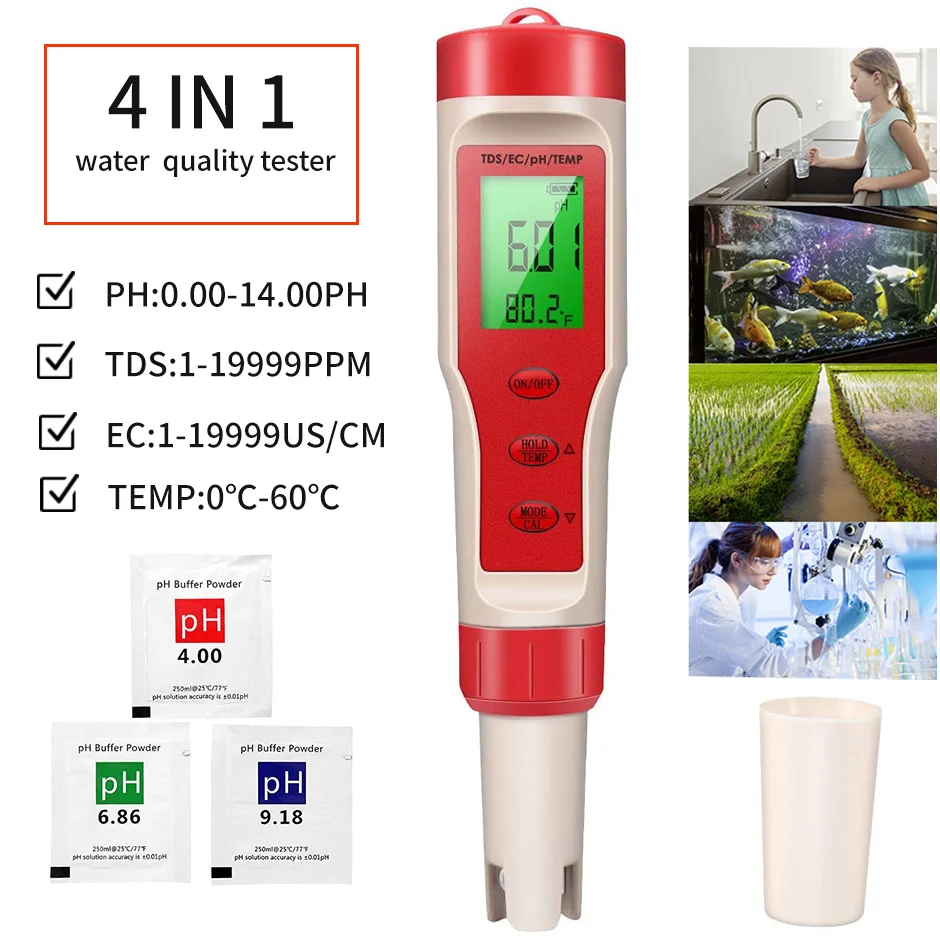 

3/4/5/7 in 1 PH Meter TDS EC Temperature Tool With Backlight Digital Water Quality Monitor Tester for Aquarium Drinking Water