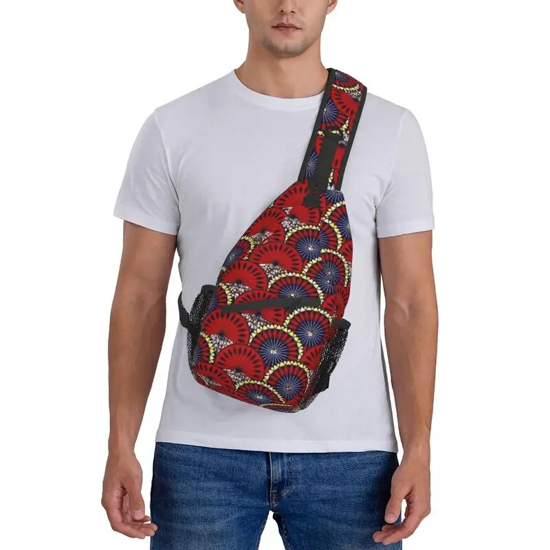 Ankara Dutch Wax Print Crossbody Sling Backpack Men Custom African Patterns Shoulder Chest Bag for Travel Hiking Daypack