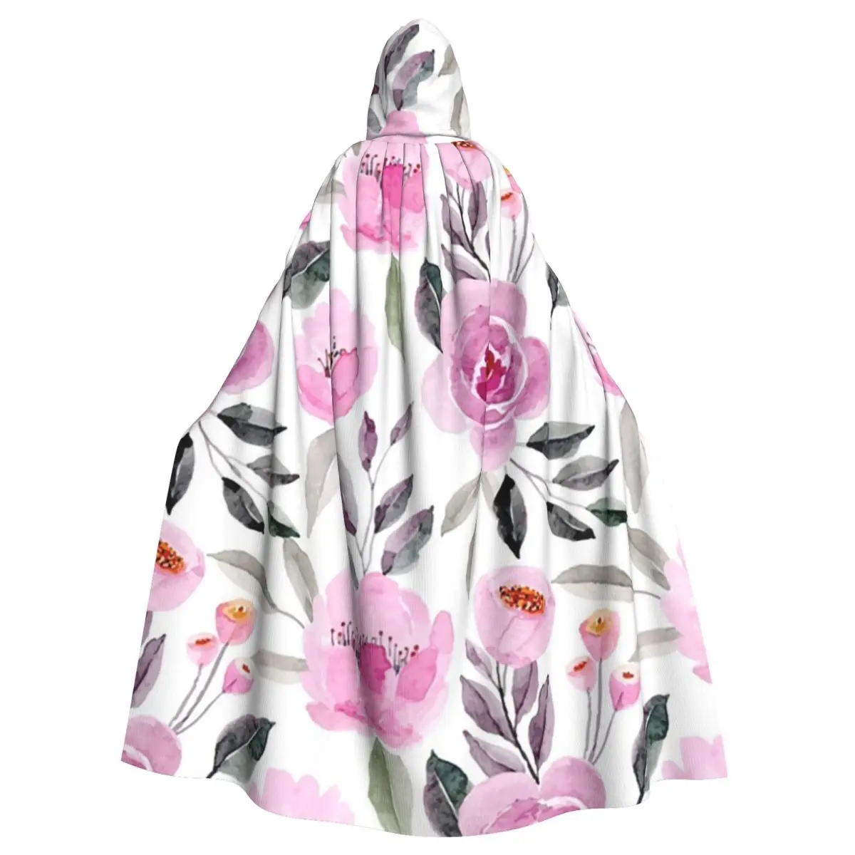 Fundos florais vintage, um visual atemporal, capa longa com capuz, bruxa, fantasia medieval, capa cosplay, festa de halloween, adulto, unissex