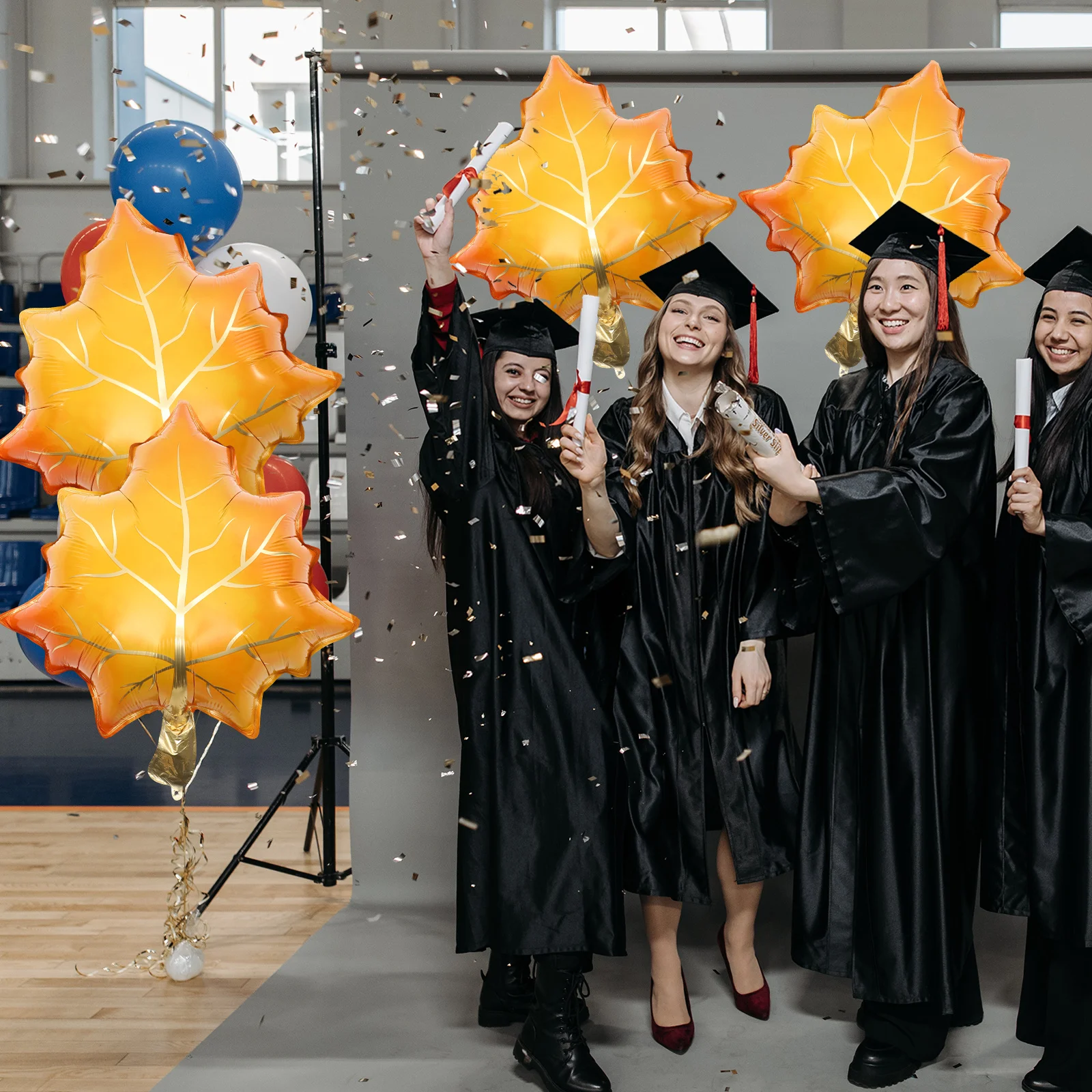 

10Pcs Fall Maple Leaf Foil Balloons Thanksgiving Party Favors Autumn Balloon Decor Harvest Festival Props Thanksgiving Balloon