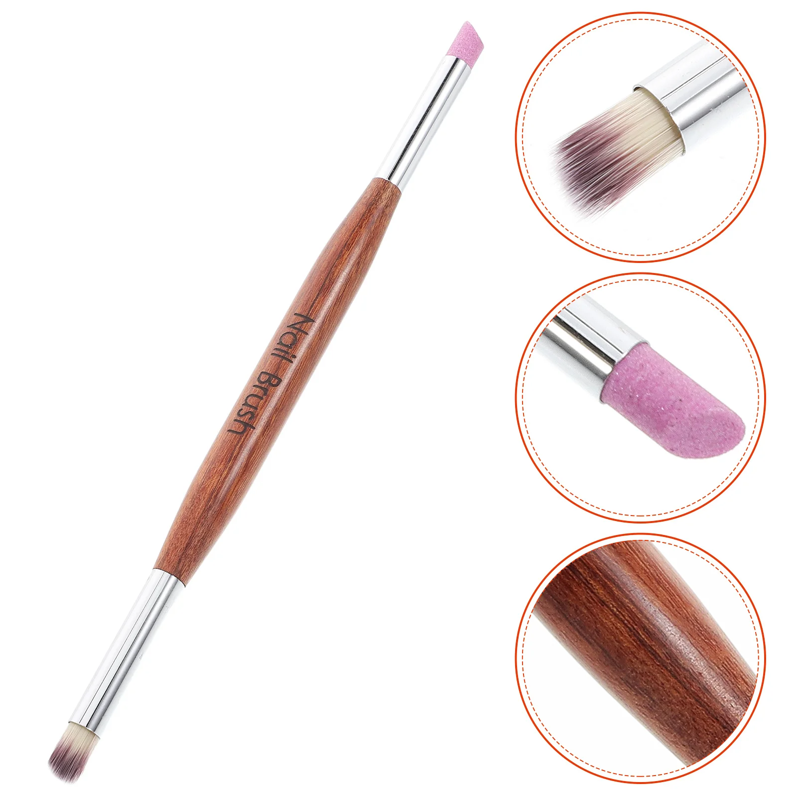 

Dualhead Art Pen With Wooden Cleaning Brush For Cuticle Repair Buffing Manicure Tool For Nail Salon Use Nail Grinding Brush